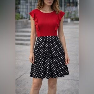 Red and Black Polka Dot Kids Dress